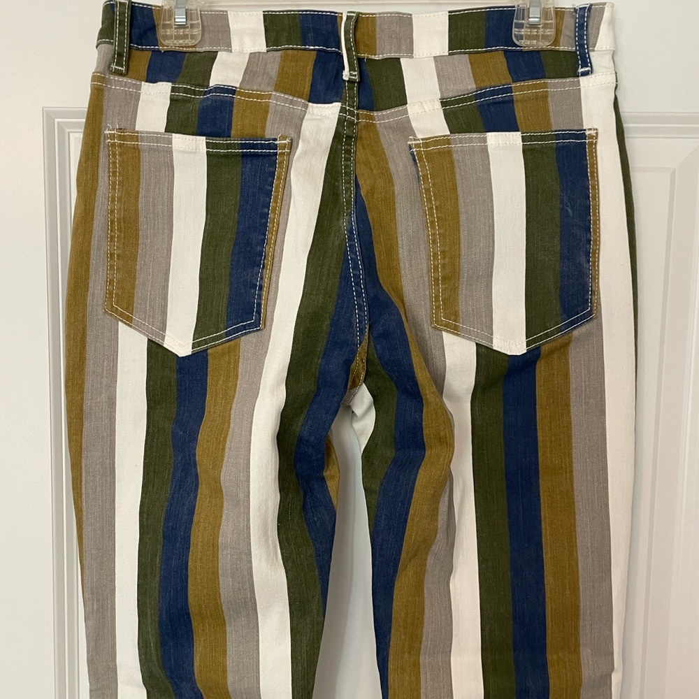 NWT Saint & Hearts Green Multi Striped Bell Bottoms jeans retro style Flares - Picture 6 of 7
